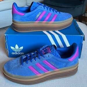 adidas Originals Gazelle Bold in Bold Blue/Lucid Pink/Gum in Women’s Size 7.5